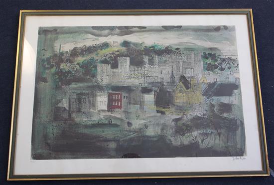 § John Piper (1903-1992) Caernarvon Castle II overall 23 x 33.5in.